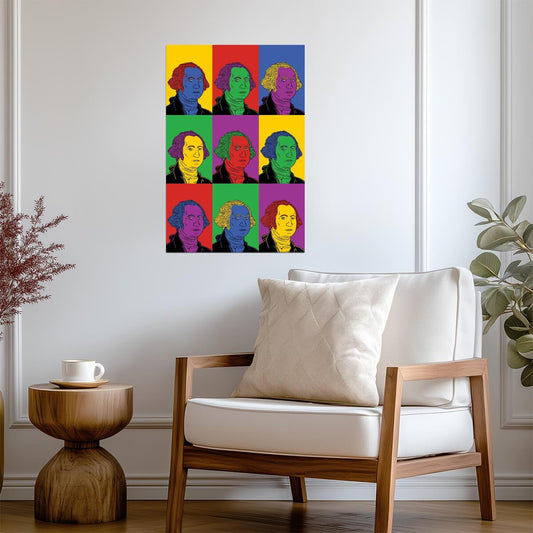 George Washington Pop Art | Colorful Presidential Portrait | Historical Figure Poster - Graphic & Art Poster