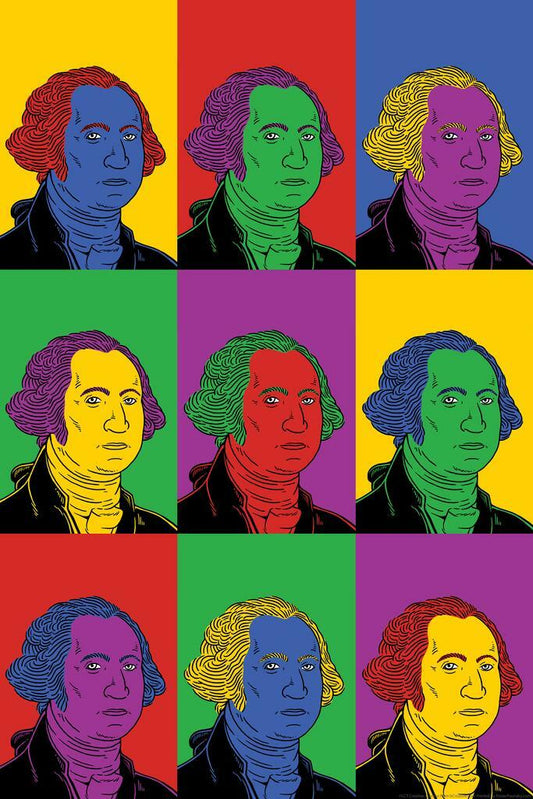 George Washington Pop Art | Colorful Presidential Portrait | Historical Figure Poster - Graphic & Art Poster