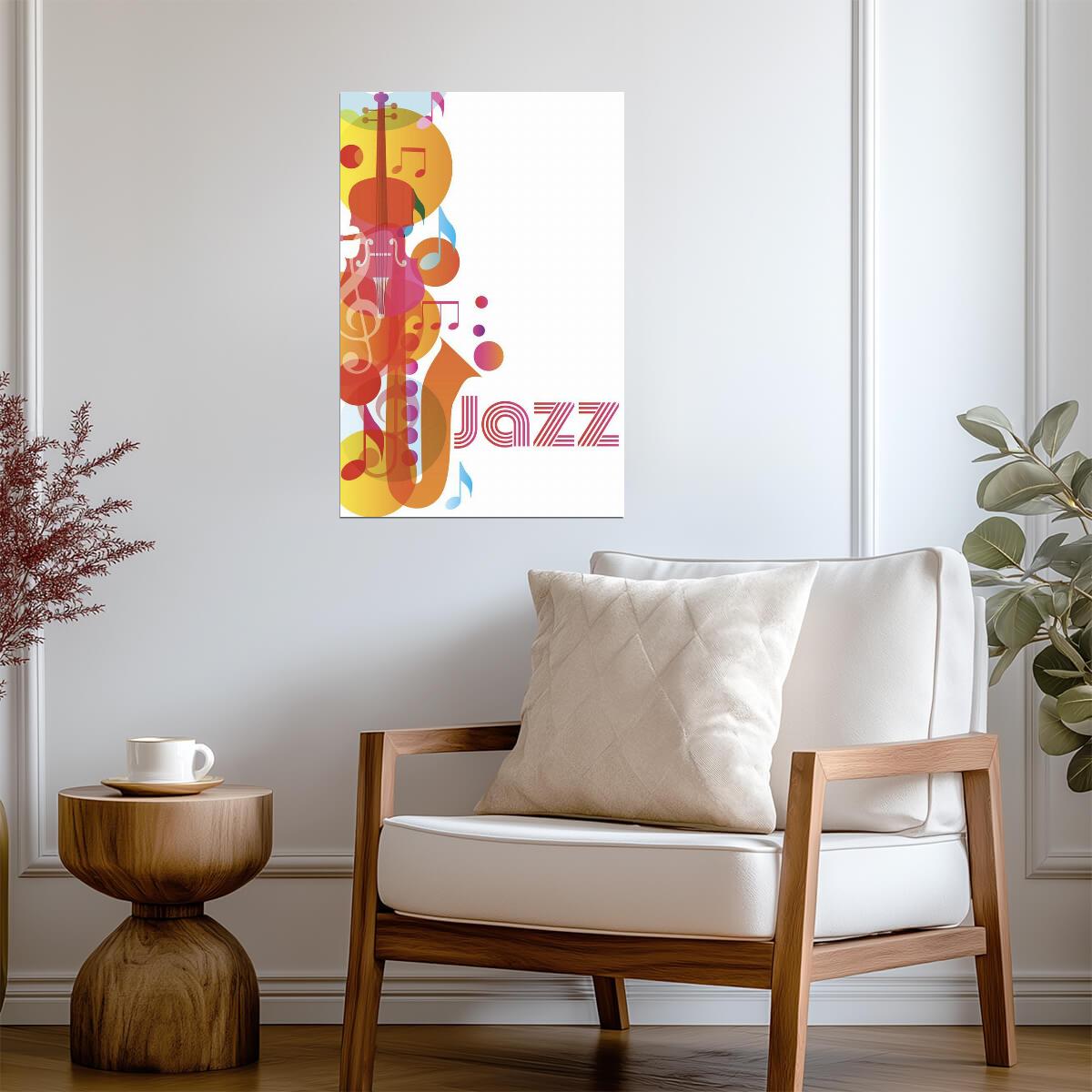 Colorful Abstract Jazz Music | Saxophone & Violin Art Print | Vibrant Wall Decor Poster - Music Poster