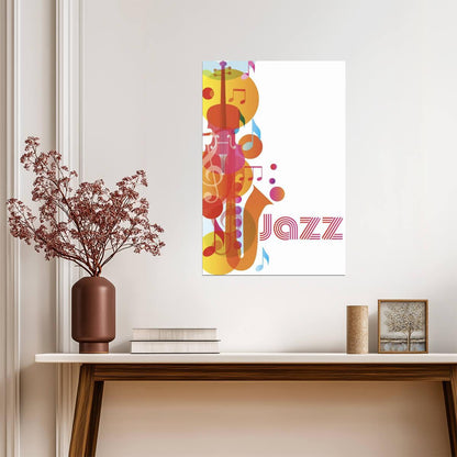 Colorful Abstract Jazz Music | Saxophone & Violin Art Print | Vibrant Wall Decor Poster - Music Poster