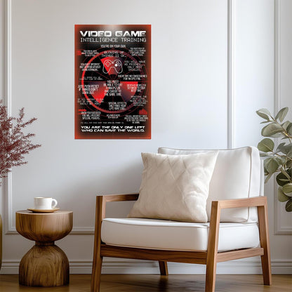 Gamer Intelligence Training Chart | Funny Typographic Art | Video Game Humor Poster