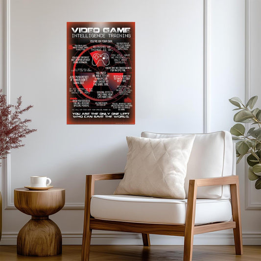 Gamer Intelligence Training Chart | Funny Typographic Art | Video Game Humor Poster
