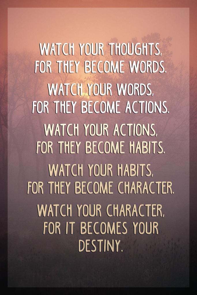 Watch Your Thoughts | Sunset Motivational Poster