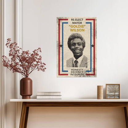Back to the Future | Re-Elect Mayor Goldie Wilson | Fictional Campaign Poster - Movies & TV Poster