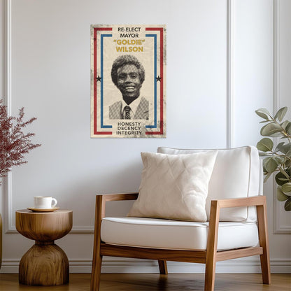 Back to the Future | Re-Elect Mayor Goldie Wilson | Fictional Campaign Poster - Movies & TV Poster