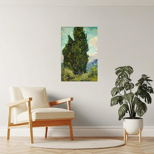 Vincent Van Gogh Cypresses Poster | Post-Impressionist Landscape | Fine Art Print