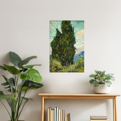 Vincent Van Gogh Cypresses Poster | Post-Impressionist Landscape | Fine Art Print