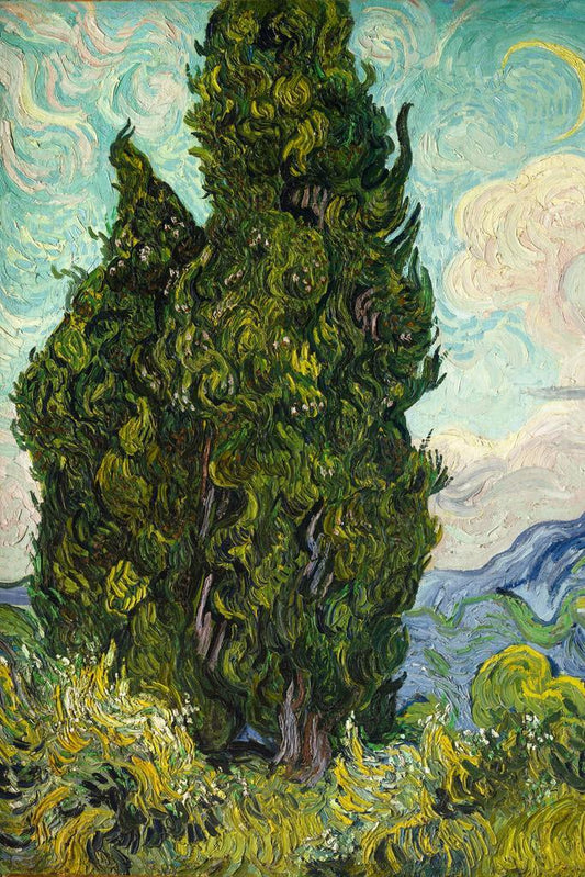 Vincent Van Gogh Cypresses Poster | Post-Impressionist Landscape | Fine Art Print