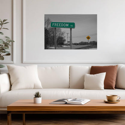 "Freedom Road" Sign Photo | Inspirational Landscape | Motivational Photography Poster - Type & Quotes Poster