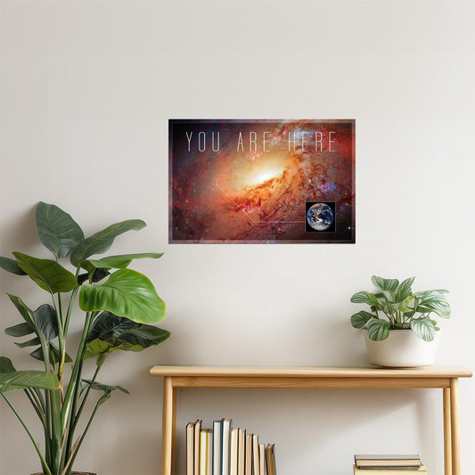You Are Here Galaxy Poster | Funny Typography Print | Inspirational Wall Art
