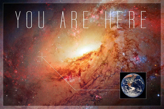You Are Here Galaxy Poster | Funny Typography Print | Inspirational Wall Art