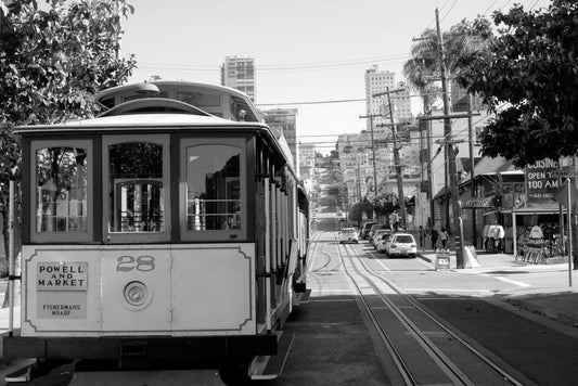 San Francisco Cable Car Poster | Vintage Black and White Photo | California Wall Art