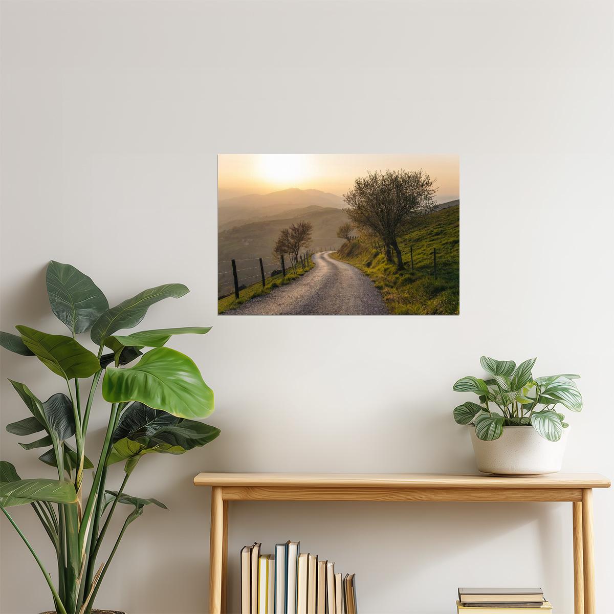 Winding Countryside Road Poster | Nature Photography | Rural Landscape Wall Art