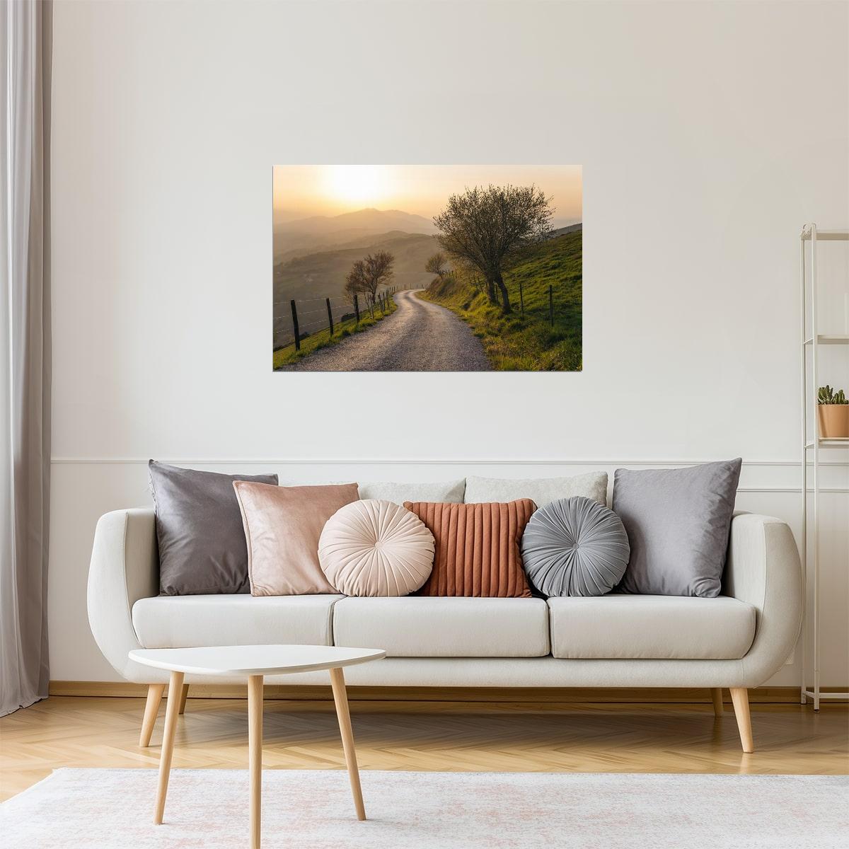 Winding Countryside Road Poster | Nature Photography | Rural Landscape Wall Art