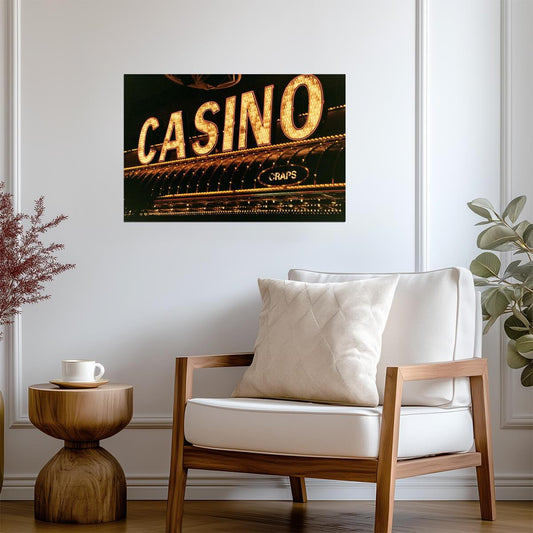 "Casino" and "Craps" Neon Signs Photo | Gambling Themed Art | Las Vegas Nightlife Poster - Type & Quotes Poster