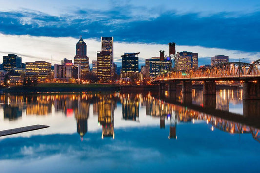 Willamette River Reflections in Portland | Oregon Photography | Cityscape Poster - Photography Poster