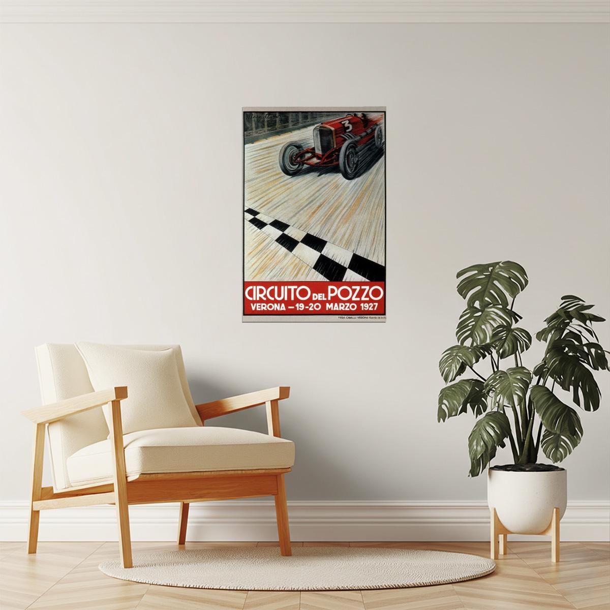 Circuito De Pozzo 1927 Race Poster | Vintage Italian Motorsports Ad | Retro Wall Art