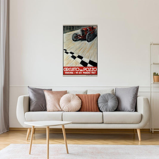 Circuito De Pozzo 1927 Race Poster | Vintage Italian Motorsports Ad | Retro Wall Art