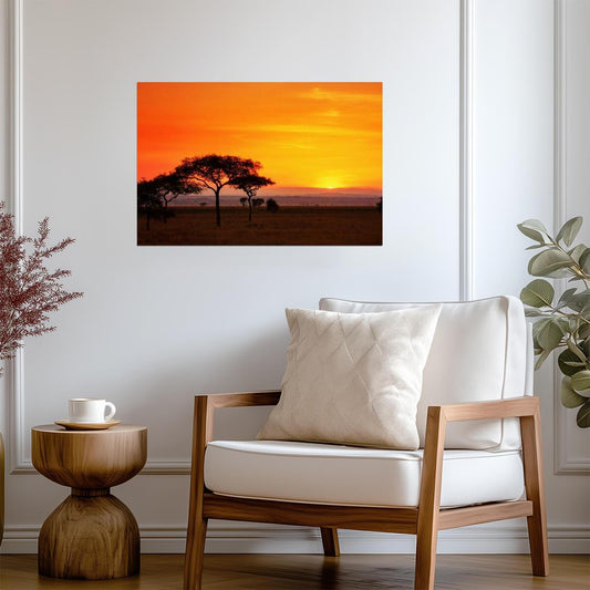 Serengeti Sunrise Panorama Photo | African Landscape | Nature & Wildlife Poster - Photography Poster