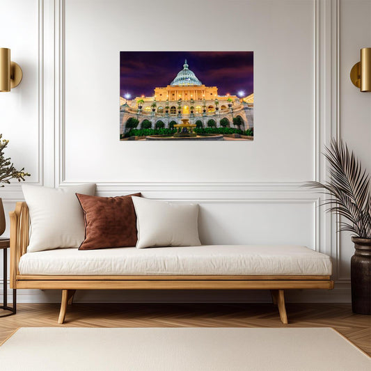 United States Capitol Illuminated at Night | Washington D.C. Photography | Landmark Poster - Photography Poster
