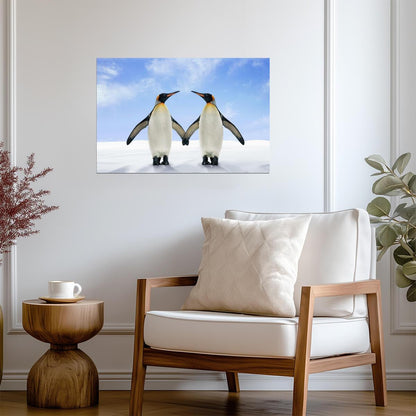 Two King Penguins Touching Wings | Antarctica Wildlife Photography | Animal Poster - Photography Poster