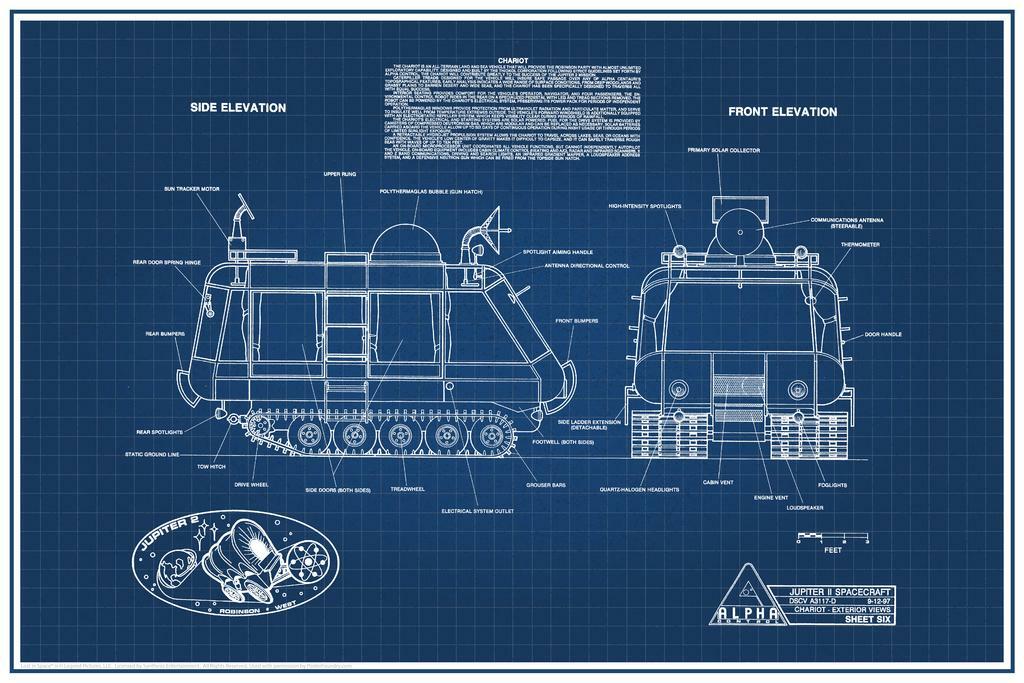 Lost in Space Chariot Blueprint | Sci-Fi Vehicle Schematics | Retro TV Show Poster - Movies & TV Poster