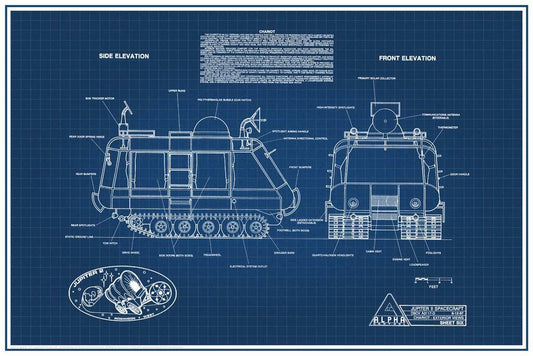 Lost in Space Chariot Blueprint | Sci-Fi Vehicle Schematics | Retro TV Show Poster - Movies & TV Poster