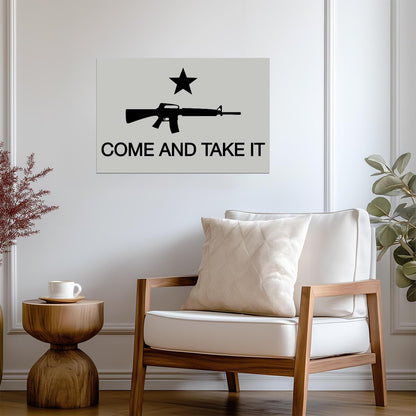 "Come And Take It" Gonzales Flag | AR-15 Gun Rights Poster | Historical Texas Art - Type & Quotes Poster
