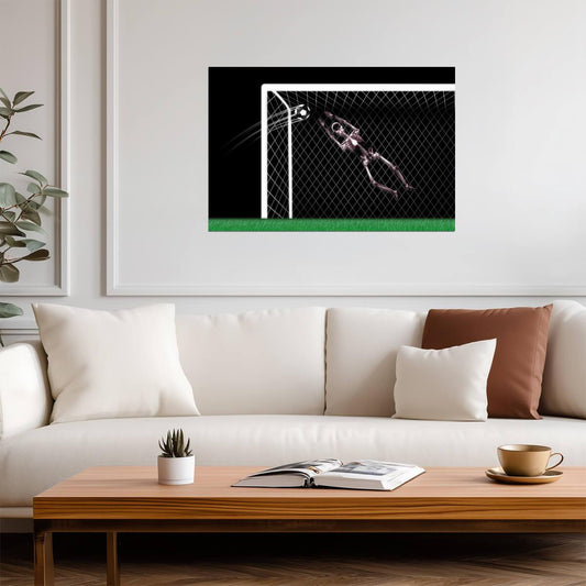 Skeleton Soccer Goalie | X-Ray Style Sports Art | Funny Soccer Poster - Sports Poster