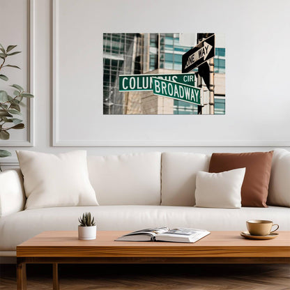 Broadway & Columbus Circle Street Sign Photo | New York City | Manhattan Landmark Poster - Type & Quotes Poster