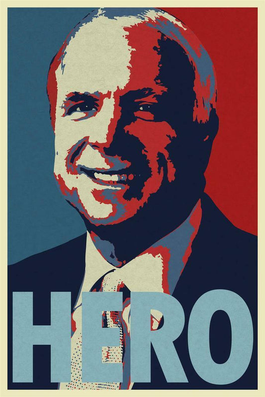John McCain "Hero" Portrait | Pop Art Style Poster | Political Wall Art - Graphic & Art Poster