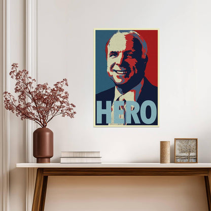 John McCain "Hero" Portrait | Pop Art Style Poster | Political Wall Art - Graphic & Art Poster