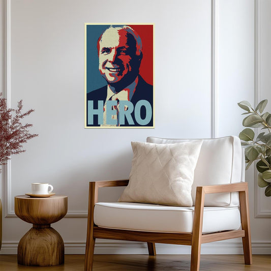 John McCain "Hero" Portrait | Pop Art Style Poster | Political Wall Art - Graphic & Art Poster