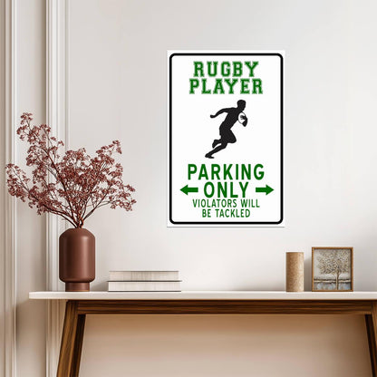 "Rugby Player Parking Only" | Funny Sports Sign | Rugby Themed Humor Poster - Sports Poster