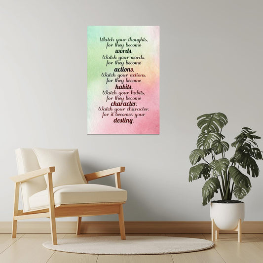 Watch Your Thoughts | Watercolor Motivational Poster