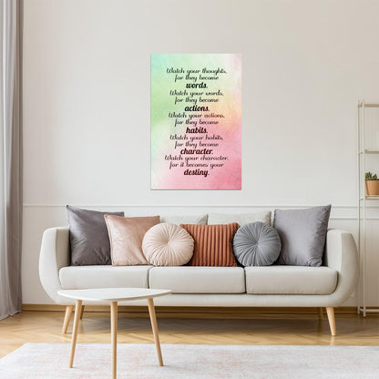 Watch Your Thoughts | Watercolor Motivational Poster