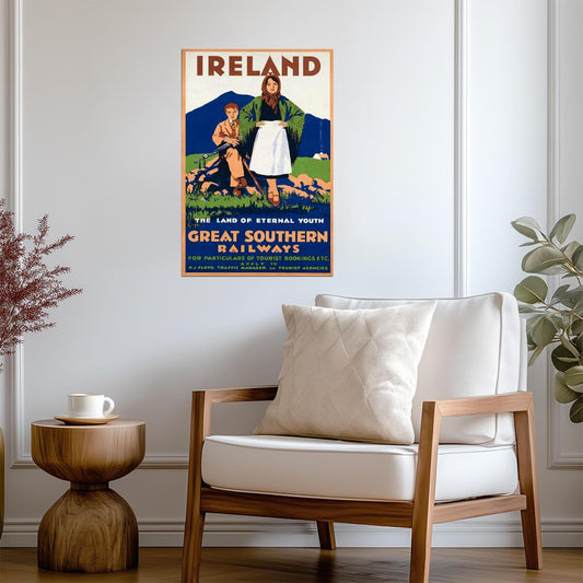 Ireland Vintage Travel Poster | Retro European Destination Art | Irish Landmark Collage - Vintage & Retro Poster