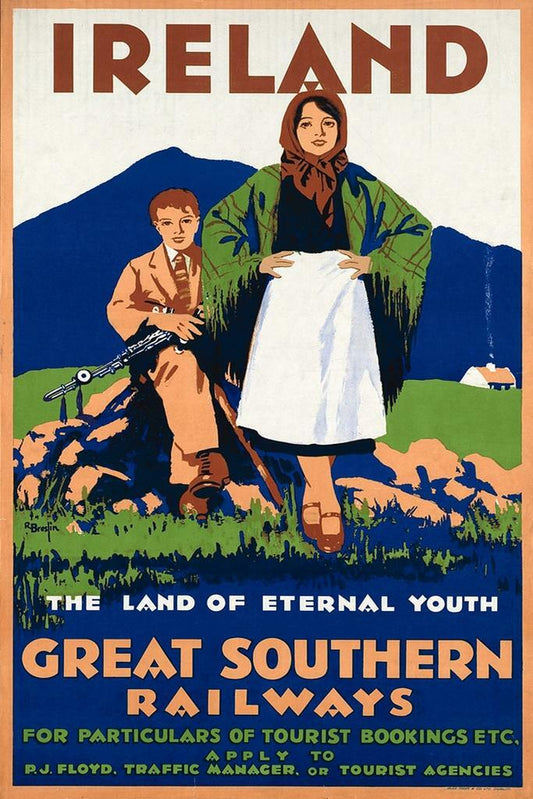 Ireland Vintage Travel Poster | Retro European Destination Art | Irish Landmark Collage - Vintage & Retro Poster