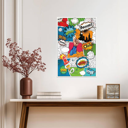 Comic Book Super Hero Sound Effects | Retro Pop Art Print | Superhero Wall Decor Poster - Graphic & Art Poster