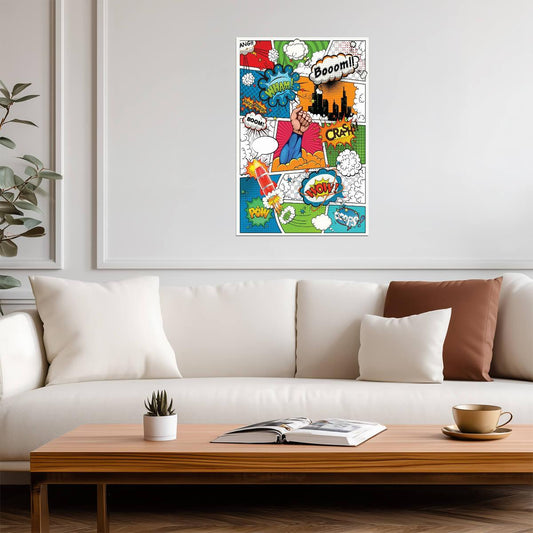 Comic Book Super Hero Sound Effects | Retro Pop Art Print | Superhero Wall Decor Poster - Graphic & Art Poster