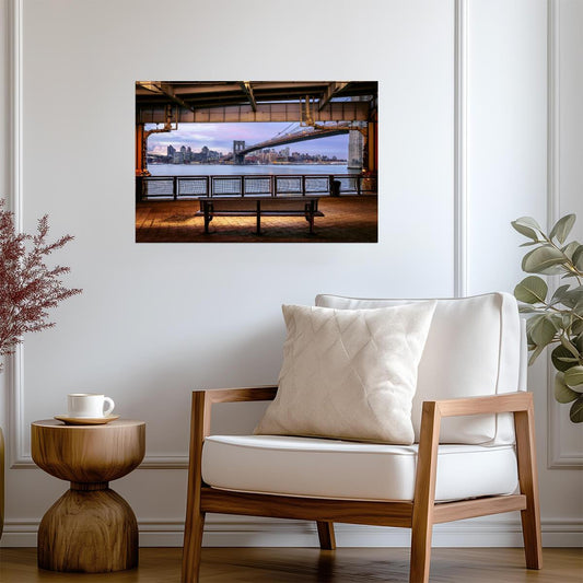 New York City from the Brooklyn Bridge | Cityscape Photography | Urban Poster - Photography Poster