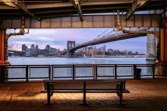 New York City from the Brooklyn Bridge | Cityscape Photography | Urban Poster - Photography Poster