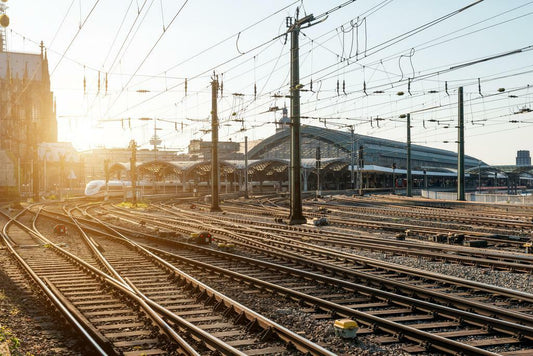 Railroad Tracks at an Abandoned Station | Sunrise Photography | Rustic Wall Art Poster - Photography Poster