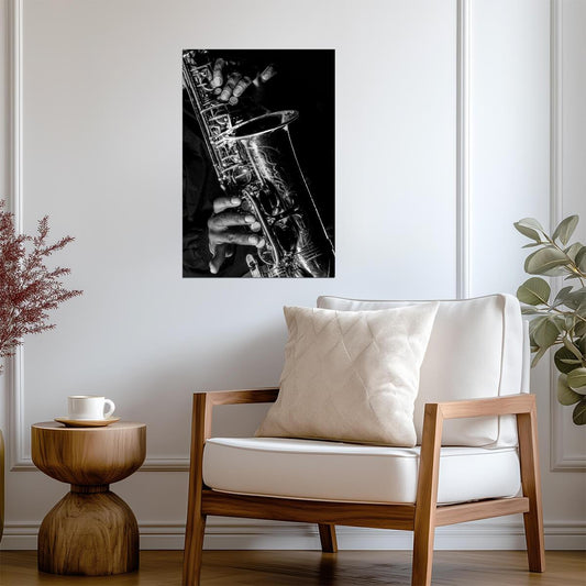 Saxophone Player in Black and White | Jazz Music Photography Poster | Vintage Musician Wall Art - Music Poster