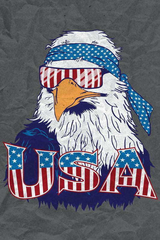 Patriotic Bald Eagle with USA Flag | Funny American Poster | Humorous Animal Art - Type & Quotes Poster