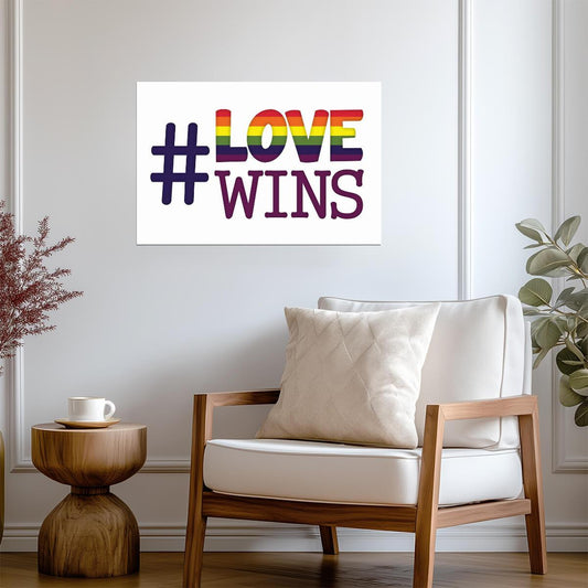 #LoveWins Rainbow Hashtag | Pride & Equality Poster | LGBTQ+ Activism Art - Type & Quotes Poster
