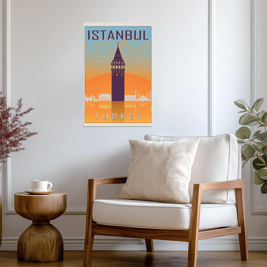 Istanbul, Turkey | Retro Travel Poster | Vintage Landmark Collage Art - Vintage & Retro Poster