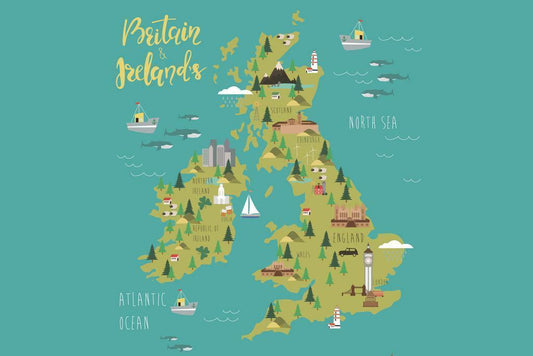 Britain and Ireland Map | Illustrated Map of the UK and Ireland Poster