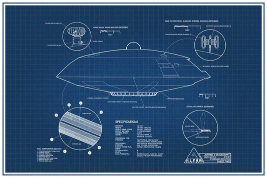 Lost in Space Jupiter 2 Blueprint | Sci-Fi Spaceship Poster | Classic TV Show Art - Movies & TV Poster