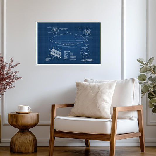 Lost in Space Jupiter 2 Blueprint | Sci-Fi Spaceship Poster | Classic TV Show Art - Movies & TV Poster